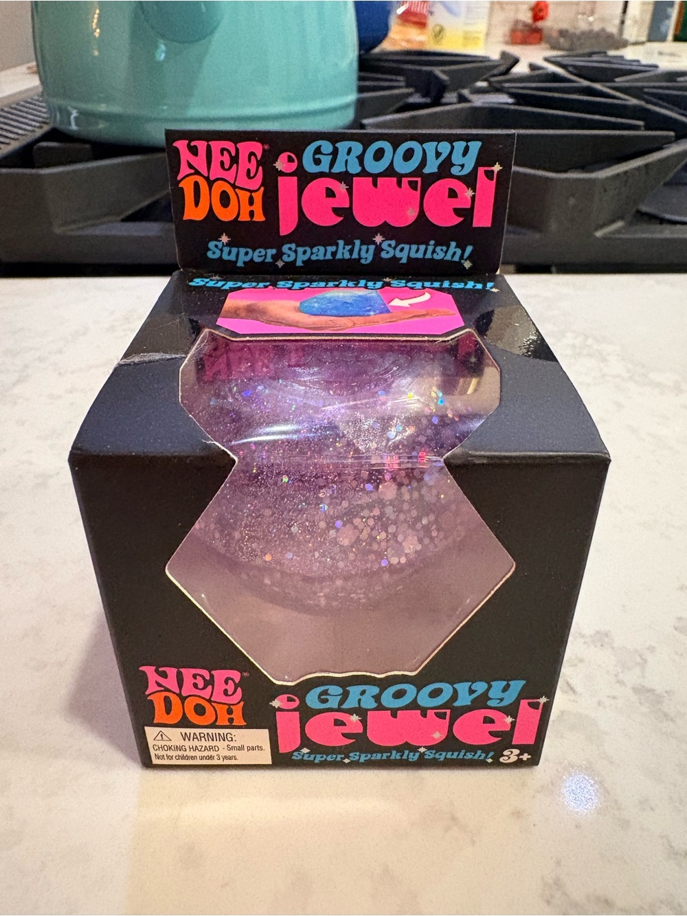 Nee Doh Groovy Jewel - Sparkly Purple full size Squish Toy